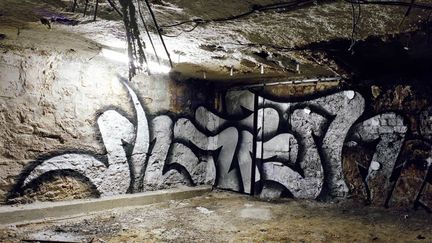 Comme beaucoup d'artistes présents ici, Legz est un grand amateur des champs de ruines, à qui il aime offrir "un dernier cycle de vie". Pas étonnant si ce pionnier du graffiti français, connu pour son lettrage "style spaghetti" (splendide specimen ici) a investi l'endroit le plus désolé et le plus reculé de l'immeuble. Un généreux sourire poétique avant démolition.
 (Photo Jérome Coton - Courtesy Magda Danysz)