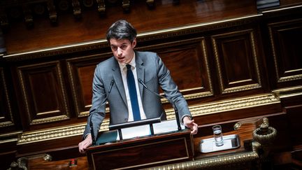 Gabriel Attal, au Sénat, le 31 janvier 2024. (XOSE BOUZAS / AFP)