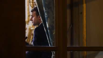 Emmanuel Macron à l'Elysée, le 13 mars 2018.&nbsp; (LUDOVIC MARIN / AFP)