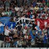 Des supporters français, à l'Arena porte de la Chapelle (Paris), le 27 juillet 2024. (LECOCQ CEDRIC / KMSP / AFP)