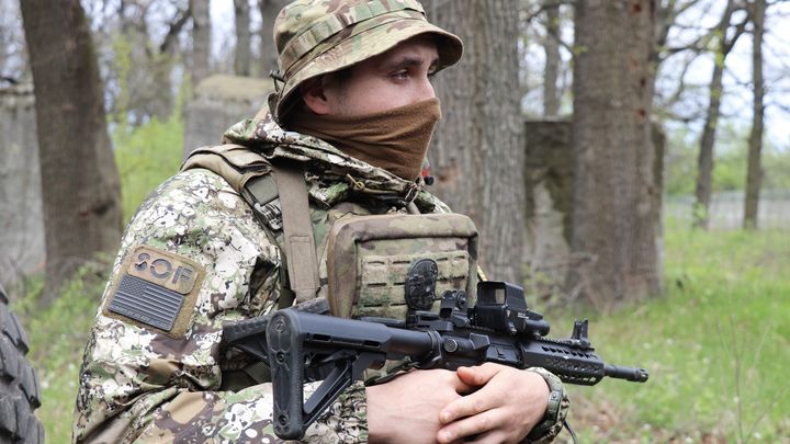 Serguey, soldat ukrainien de l'unité Spartan, en avril 2023 (UNITE OPERATIONNELLE ET TERRITORIALE DE L'EST / GARDE NATIONALE D'UKRAINE)