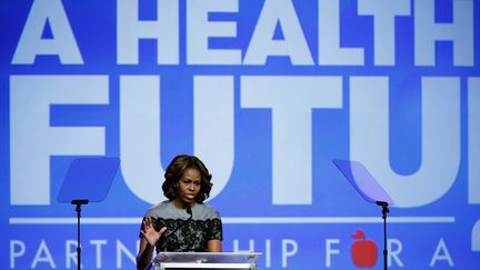 Michelle Obama lors d'un discours en faveur de la santé aux Etats- Unis (ALEX WONG / GETTY IMAGES NORTH AMERICA)