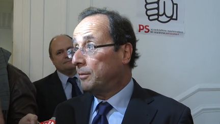 François Hollande au siège du PS, le 2 novembre 2011. (Photo à partir d'une capture écran Dailymotion.)