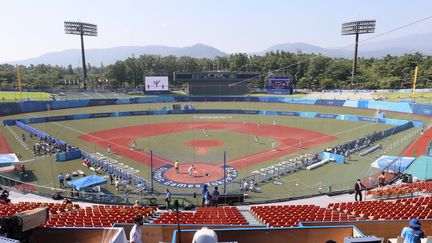 Le stade olympique de baseball de Fukushima, le 21 juillet 2021. (KEN SATOMI / YOMIURI / AFP)