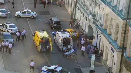 Un taxi a blessé plusieurs personnes à Moscou (Russie), le 16 juin 2018. (CODD / AFP)