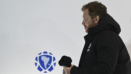 Le président du Comnebol, qui dirige le football sud-américain, Alejandro Dominguez, le 29 juillet 2021. (PABLO PORCIUNCULA / AFP)