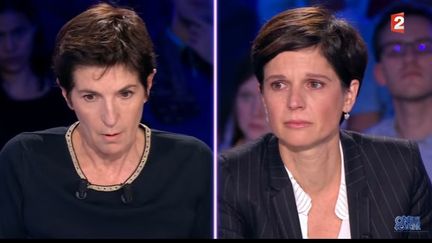 Christine Angot et Sandrine Rousseau sur le plateau d'"On n'est pas couché", France 2, 30 septembre 2017
