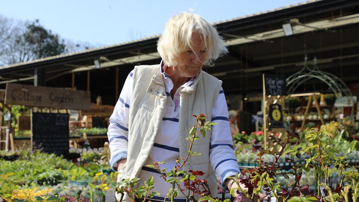 Fran Leaper à la jardinerie de Poundbury (Royaume-Uni), le 18 avril 2023. (ELISE LAMBERT / FRANCEINFO)