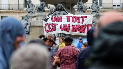 Lors d'un rassemblement contre les expulsions locatives, à Nantes le 4 juillet 2020 (photo d'illustration). (ROMAIN BOULANGER / MAXPPP)