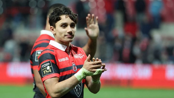 Ange Capuozzo sous le maillot du Stade toulousain, au stade Ernest-Wallon de Toulouse, le 29 janvier 2023. (CHARLY TRIBALLEAU / AFP)