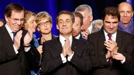 Le pr&eacute;sident de l'UMP, Nicolas Sarkozy, lors d'un meeting &agrave; Dammarie-les-Lys (Seine-et-Marne), le 20 mars 2015. (FRANCOIS GUILLOT / AFP)