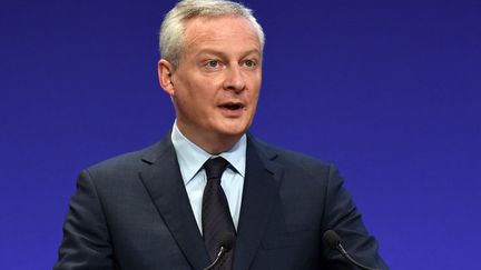 Le ministre de l'Economie, Bruno Le Maire, le 8 avril 2021 lors d'une conférence de presse à Paris. (ERIC PIERMONT / AFP)