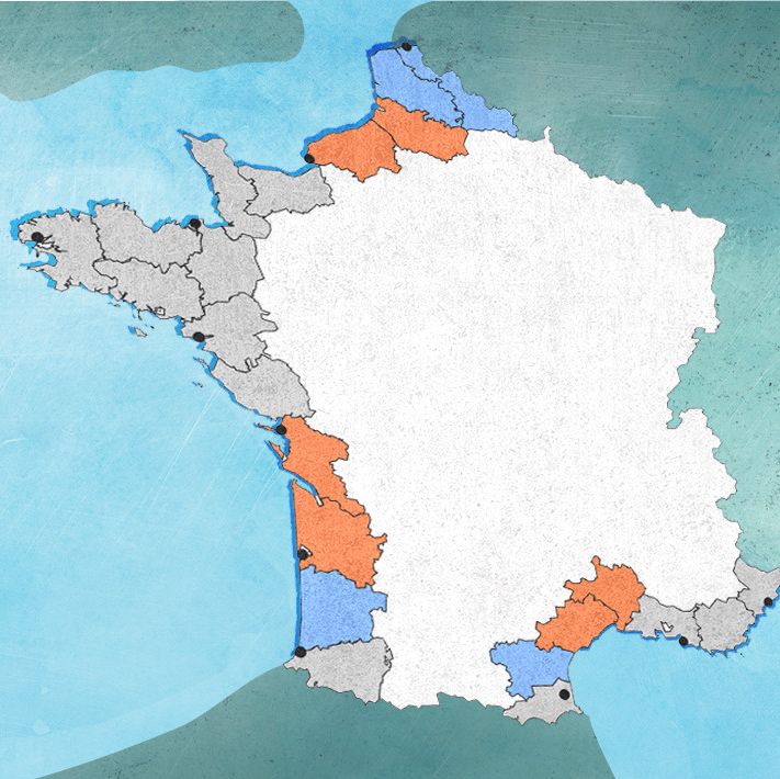 Carte de l'évolution du trait de côte en France (FRANCEINFO)