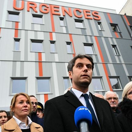 Gabriel Attal and Catherine Vautrin in Dijon (Côte-d'Or), January 13, 2024. (BERTRAND GUAY / AFP)