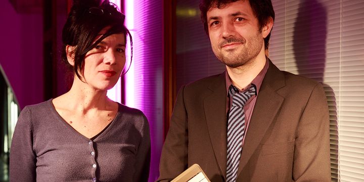 Brigitte Giraud et Albin de la Simone dans un Ping-Pong musical et littéraire 
 (La fête du livre à Bron )