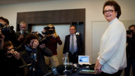 Christine Boutin présente son programme présidentiel, le 5 décembre, au Press Club. (MARTIN BUREAU / AFP)