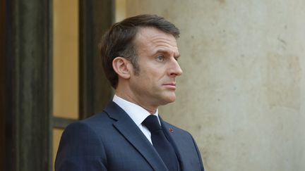 Emmanuel Macron at the Elysée, in Paris, March 12, 2024. (DANIEL PIER / NURPHOTO / AFP)