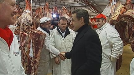 Nicolas Sarkozy visite Rungis le mardi 21 février 2012 (FTV)