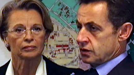 Nicolas Sarkozy (ici aux côtés de Michèle Alliot-Marie) en banlieue le 24 novembre 2009 (France 2)