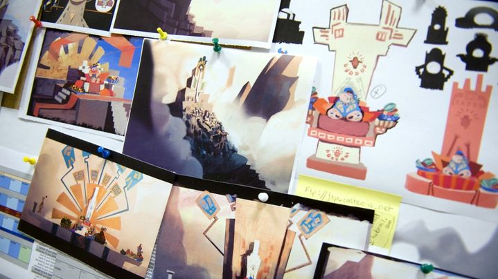 Le story-board d'un film d'animation, le 28 janvier 2009, à l'école de l'image des Gobelins, à Paris. (MARTIN BUREAU / AFP)