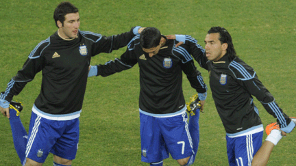 Gonzalo Higuain et Carlos Tévez sous le maillot argentin en 2010