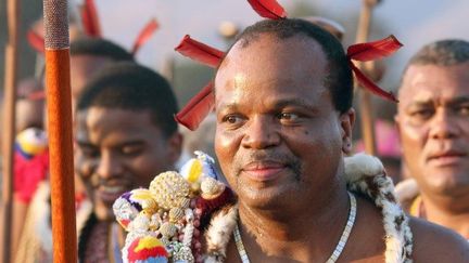 Le roi Mswati III photographié lors de la traditionnelle fête des Roseaux,le 31 août 2015. (AFP/Jurgen Batz)