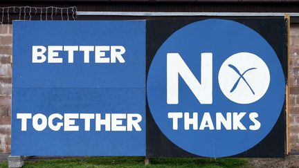 NO - Une affiche appelant &agrave; voter "non" lors du r&eacute;f&eacute;rendum sur l'ind&eacute;pendance de l'Ecosse est install&eacute;e &agrave; Eyemouth (Ecosse), le 8 septembre 2014. (SCOTT HEPPELL / AP / SIPA)