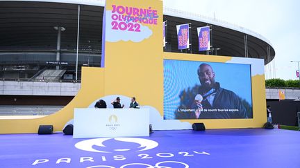 L'esplanade du Stade de France lors de la journée olympique, le 26 juin 2022. (MONTIGNY PHILIPPE / KMSP via AFP)