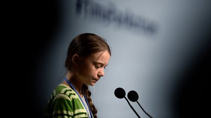 Greta Thunberg, le 11 décembre 2019, à Madrid (Espagne).&nbsp; (CRISTINA QUICLER / AFP)