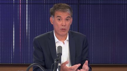 Olivier Faure,&nbsp;premier secrétaire du Parti socialiste,&nbsp;était l'invité du "8h30 franceinfo", jeudi 3 septembre 2020. (FRANCEINFO / RADIOFRANCE)