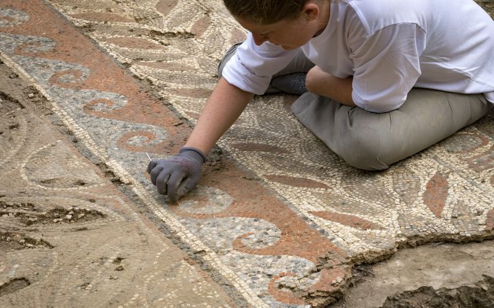 Les superbes mosaïques de la Domus de Auch mise au jour par les archéologues.
 (Eric Cabanis / AFP)