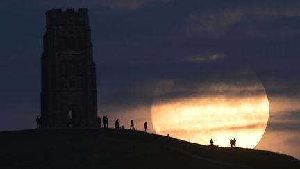 Des habitants de Glastonbury (Royaume-Uni) assistent au spectacle de la "super Lune", le 13 novembre 2016.&nbsp; (REBECCA NADEN / REUTERS)