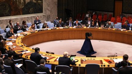 Une réunion des membres du Conseil de sécurité des Nations Unies, à New-York, le 20 février 2023. (MICHAEL M. SANTIAGO / GETTY IMAGES NORTH AMERICA / AFP)