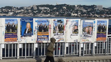 Des panneaux électoraux à Marseille, le 25 novembre 2015. (BORIS HORVAT / AFP)