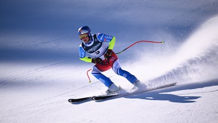 Alexis Pinturault lors du combiné des Mondiaux de ski alpin de Courchevel-Méribel, le 7 février 2023. (LIONEL BONAVENTURE / AFP)