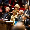 Michel Barnier et plusieurs membres de son gouvernement, à l'Assemblée nationale, à Paris, le 12 novembre 2024. (TELMO PINTO / NURPHOTO / AFP)