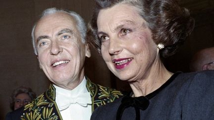 Liliane et André Bettencourt le 30 novembre 2088, lors de l'admission de ce dernier à l'Acédémie des beaux-arts (AFP - GERARD FOUET)