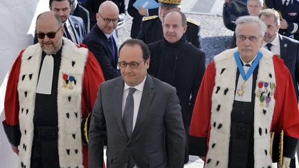 François Hollande se rend&nbsp;à la prestation de serment des auditeurs de justice de l'ENM de Bordeaux (Gironde), le 5 février 2016. (GEORGES GOBET / AFP)