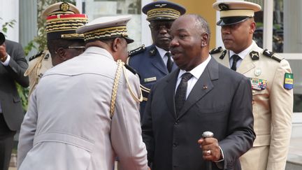 Le président gabonais Ali Bongo lors d'une cérémonie à Libreville, en août 2019. (STEEVE JORDAN / AFP)