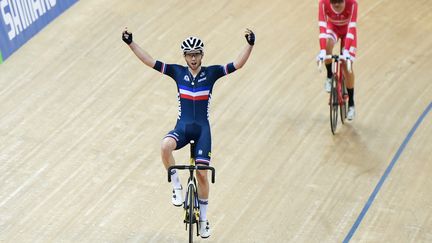 Benjamin Thomas, lors de son sacre mondial cet hiver (MOSES NG / AFP)