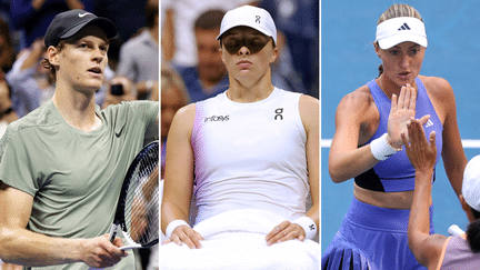 Les joies de Jannik Sinner à gauche et de Kristina Mladenovic à droite, la frustration d'Iga Swiatek au centre : les temps forts de l'US Open mercredi 4 septembre 2024 (AFP)