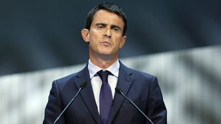 Manuel Valls, Premier ministre, &agrave; Lyon (Rh&ocirc;ne), le 25 septembre 2014. (PHILIPPE MERLE / AFP)