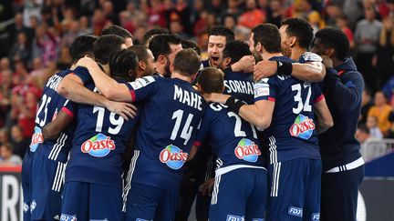 L'équipe de France de handball lors du match pour la 3e place à l'Euro 2018.&nbsp; (ANDREJ ISAKOVIC / AFP)