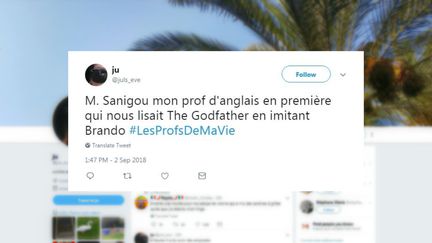 Le hashtag #LesProfsDeMaVie a été créé par une professeure de lettres.&nbsp; (CAPTURE D'ÉCRAN / TWITTER)