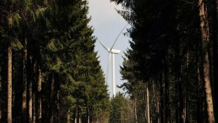 Energies renouvelables. Forêt et éolienne (en France) (REMY GABALDA / AFP)