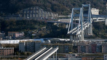 Le pont Morandi à Gênes en Italie, le 14 août 2018. (FILIPPO MONTEFORTE / AFP)