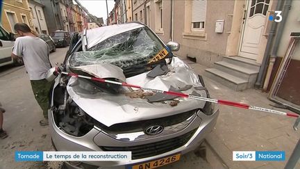 Une voiture détruite par la tornade au Luxembourg (France 3)