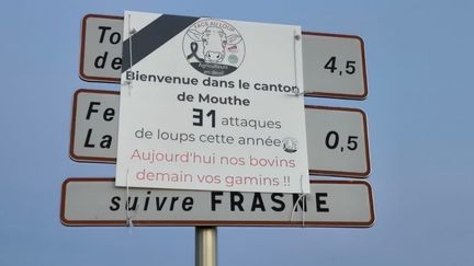 Une banderole de la FNSEA a été déployée sur l'axe entre Frasne et Bonnevau (Julie Giraud)