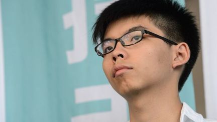 Joshua Wong, la «figure de la révolution des parapluies», a lancé son mouvement politique, Demosisto, le 10 avril 2016. (ANTHONY WALLACE / AFP)