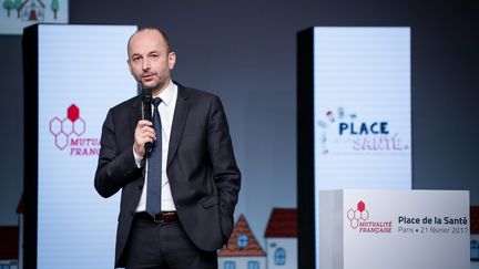 Thierry&nbsp;Beaudet, le président du groupe mutualiste&nbsp;VYV, au Palais Brogniart à Paris, le 21 février 2017. (THOMAS PADILLA / MAXPPP)